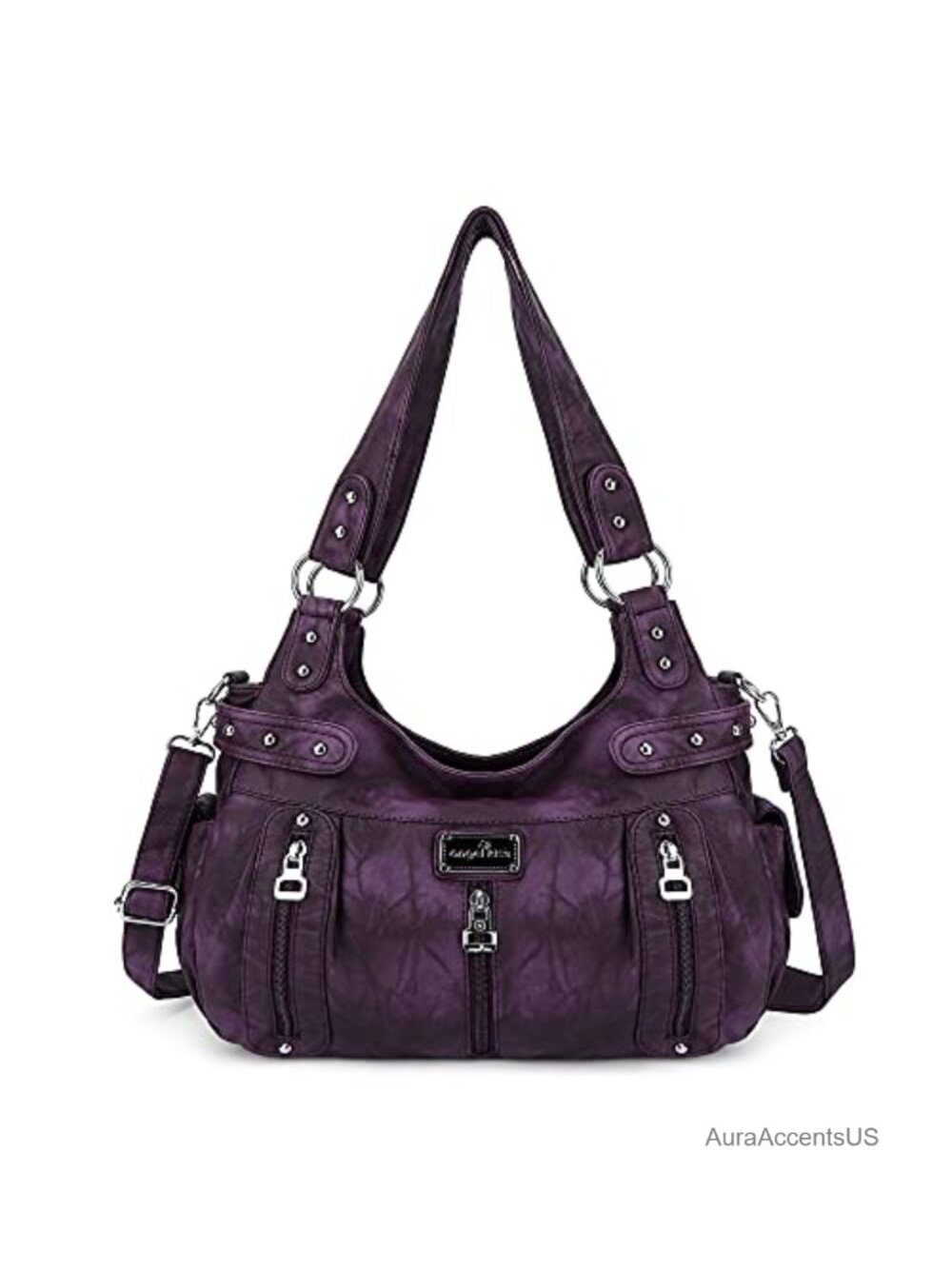 Washed Faux Leather Crossbody Hobo Satchel Shoulder Handbag Tote Purse